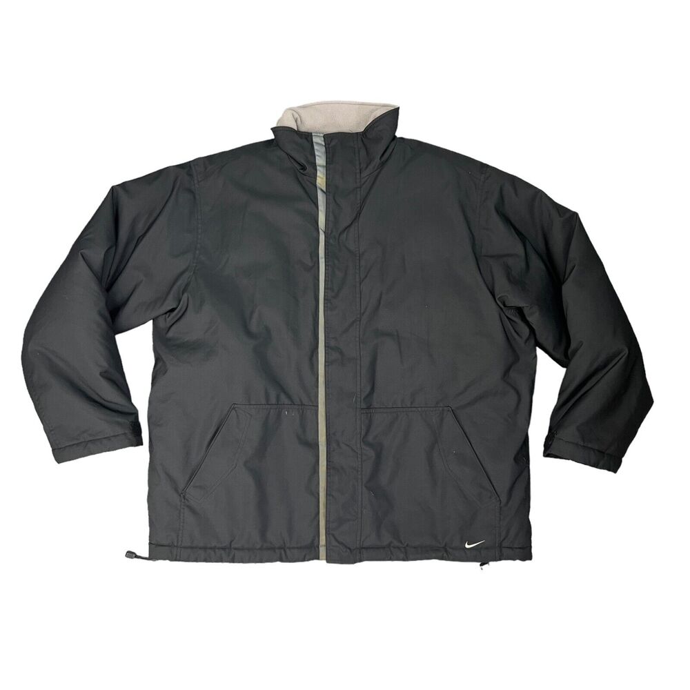 Nike Jacket Mens XXL Black Down Insulated Lined Lightweight Puffer Coat Full Zip